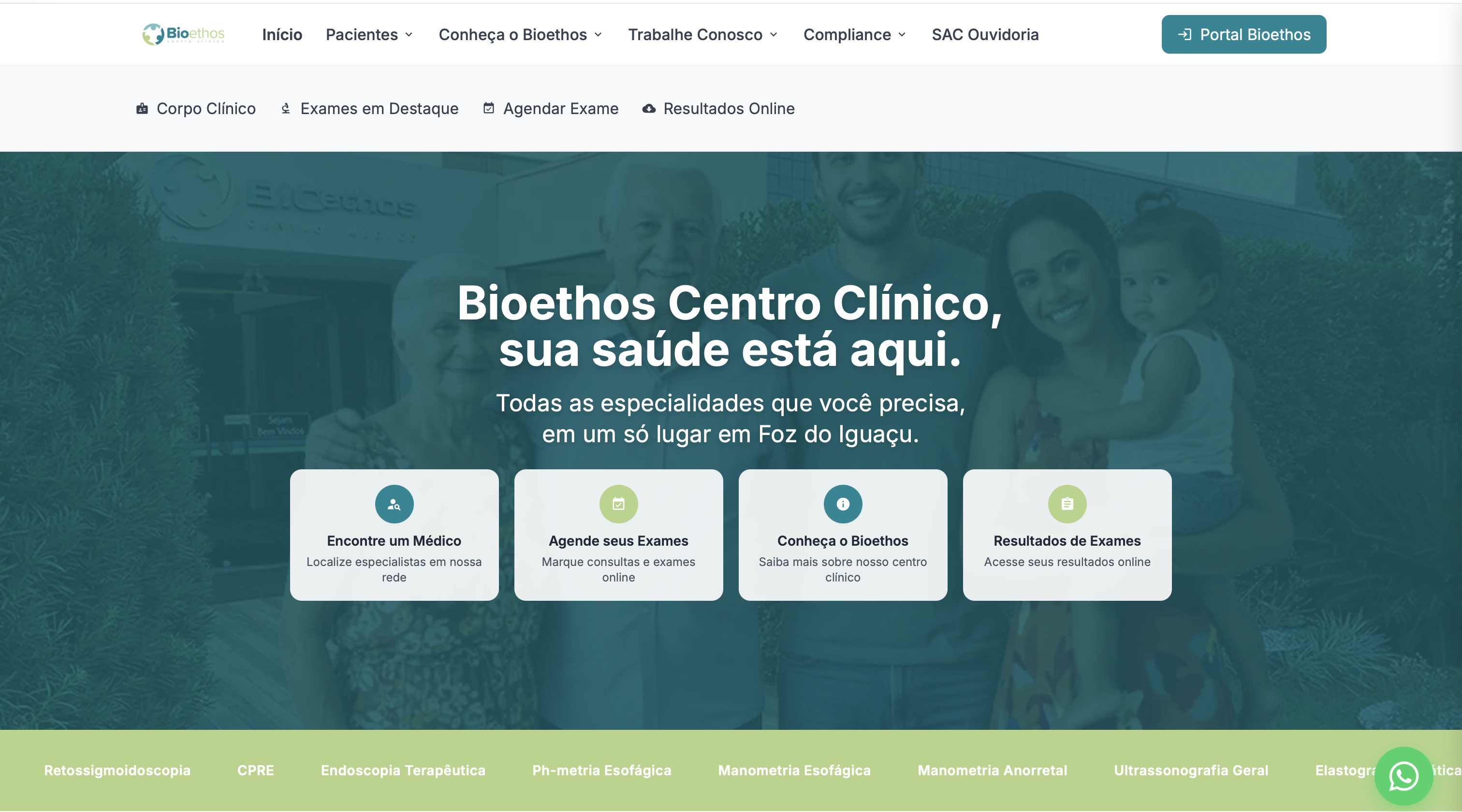 Website Centro Clinico Bioethos em Foz do Iguacu