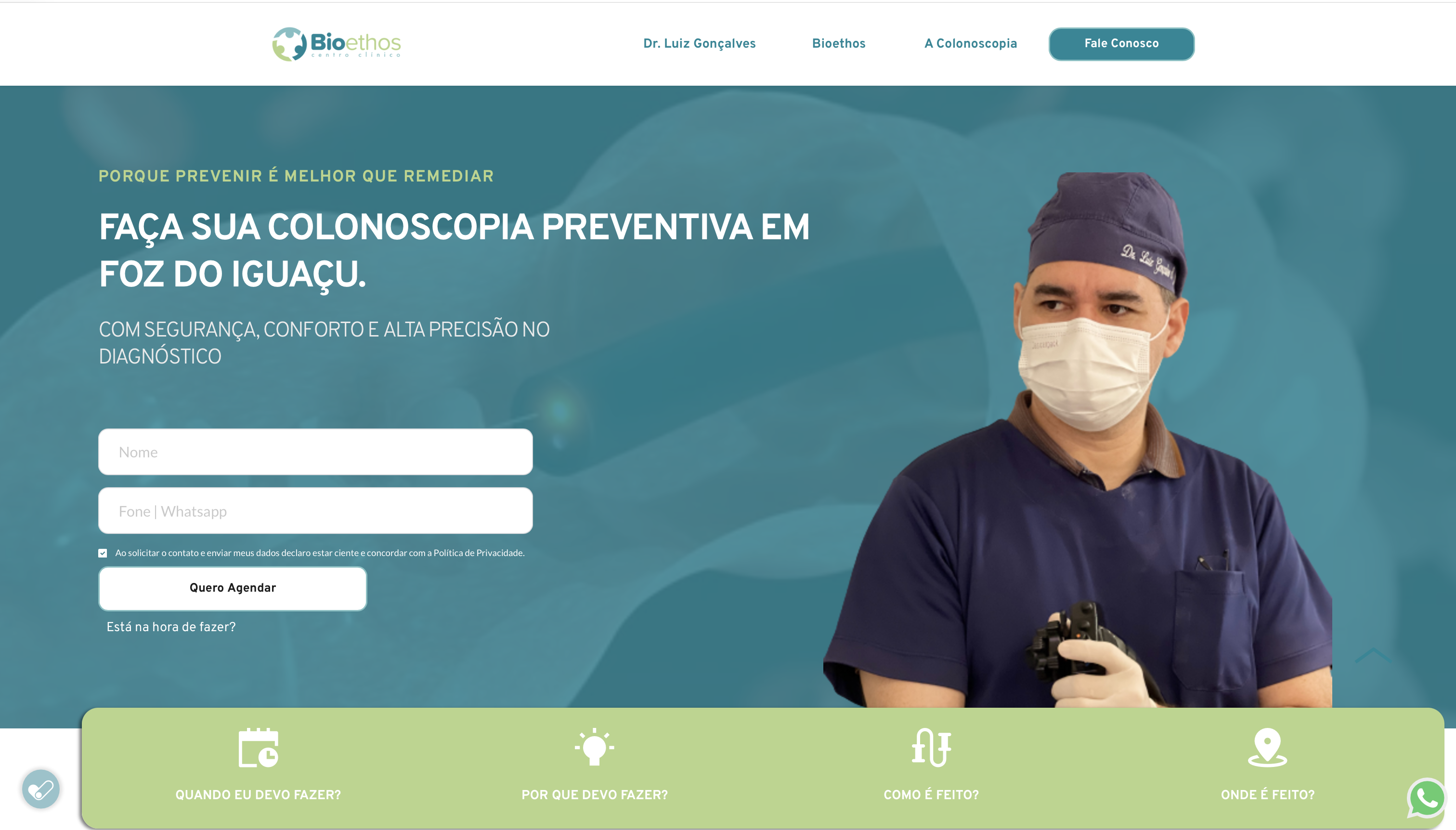 Website Colonoscopia no Bioethos em Foz do Iguacu