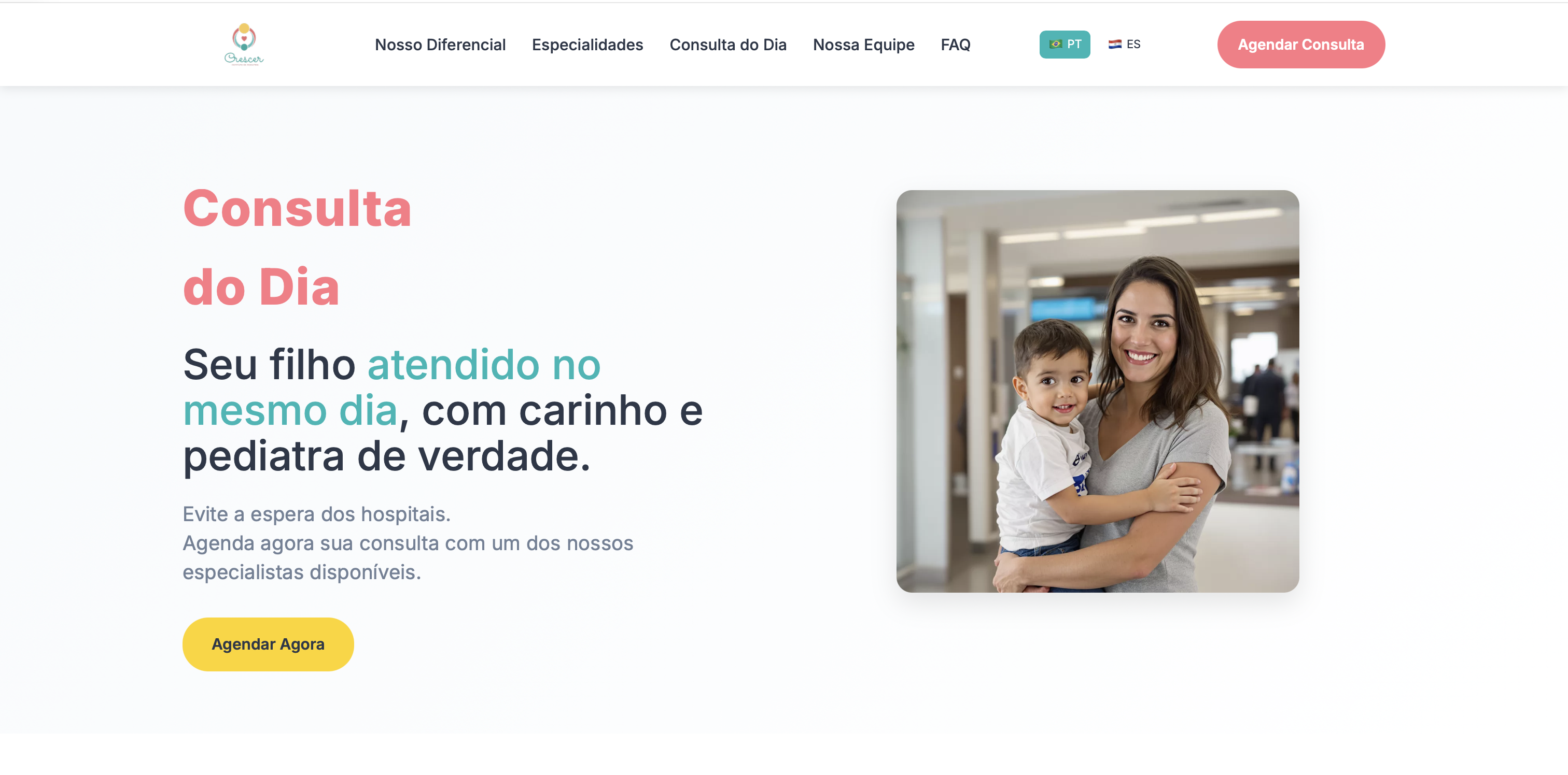 Website Instituto Crescer de Pediatria em Foz do Iguacu