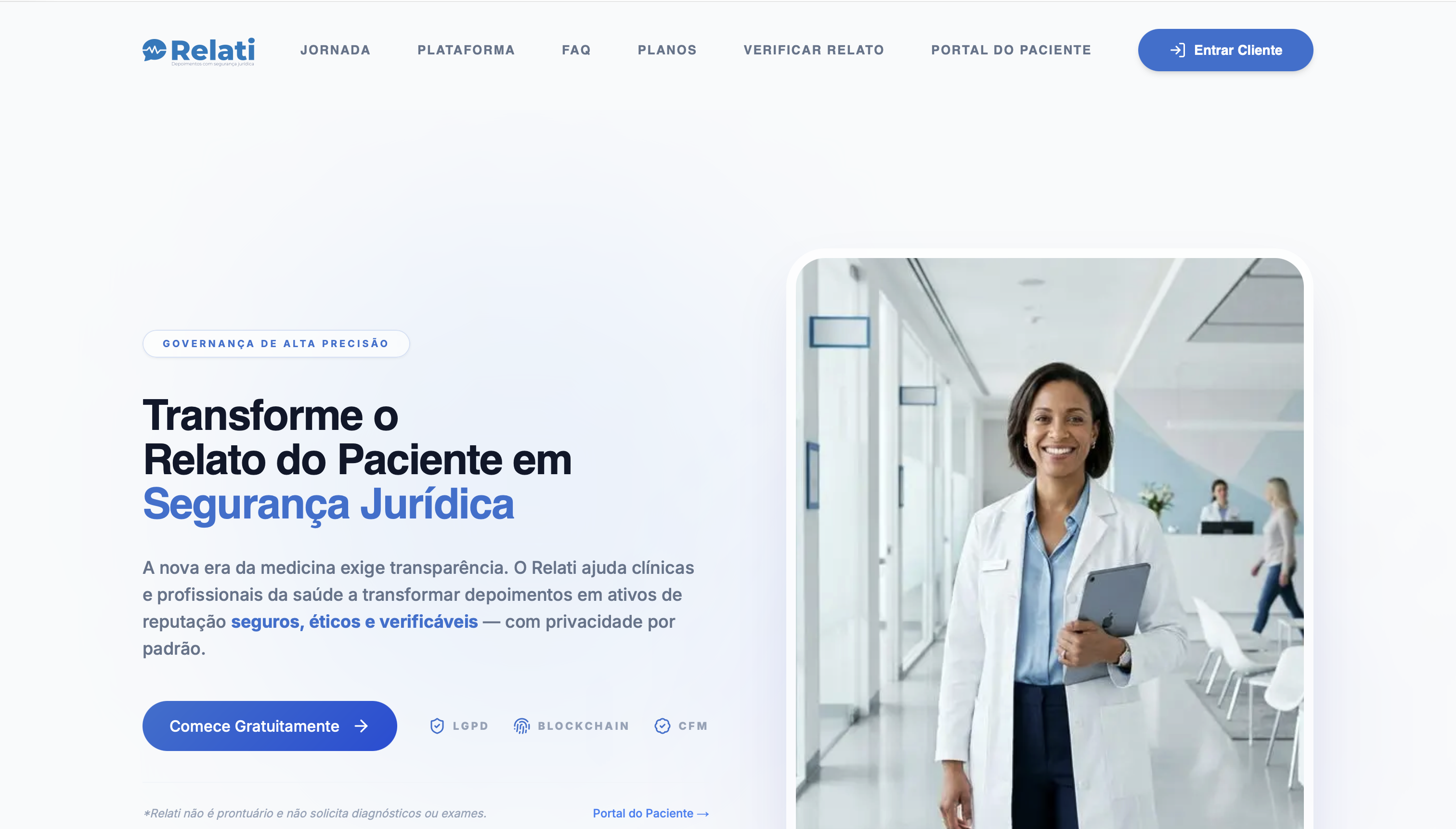 Website Relati - Aplicativo para gestao de relatos na saude