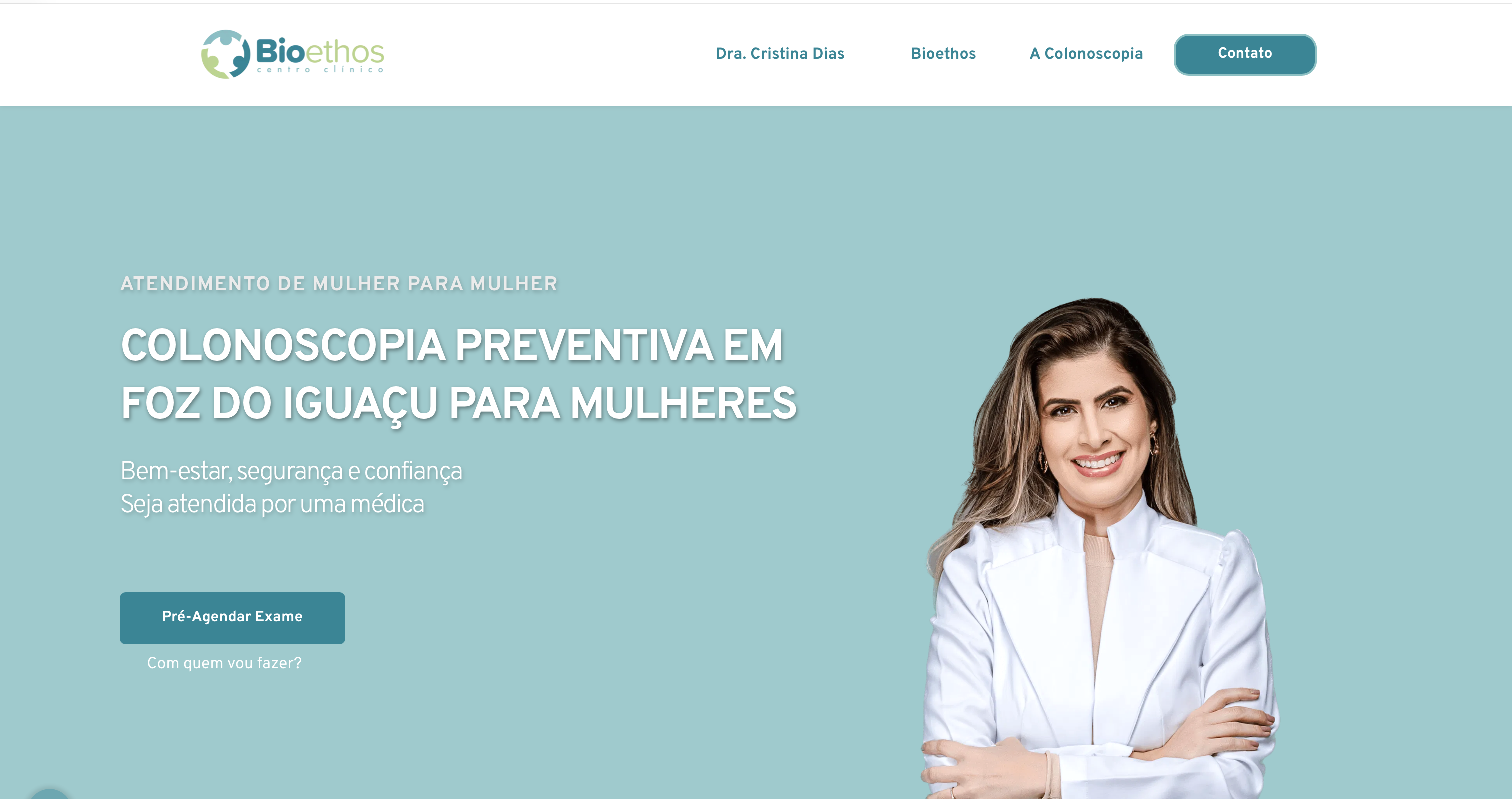 Website Colonoscopia para mulheres no Bioethos em Foz do Iguacu